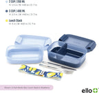 Ello Lunch Stack Bento Box Plastic Food Containers, 2 Pack, Blueberry