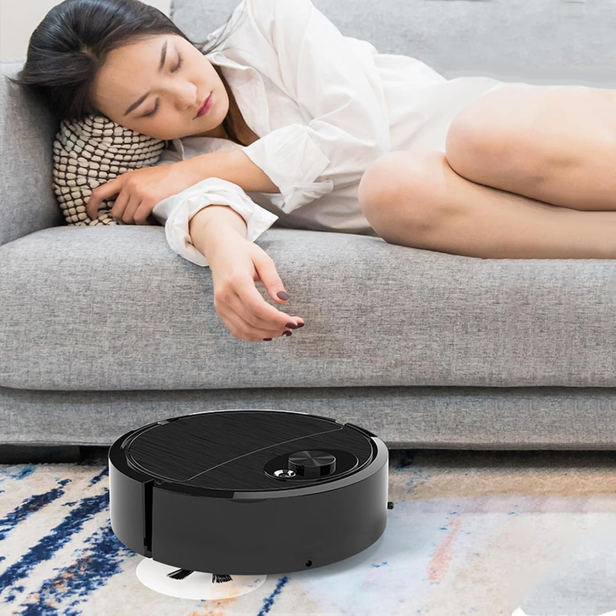 Mini Cleaner Sweeping Robot Super Suction Low Noise One Start Rechargeable Vacuum Cleaner Sweeping Mopping Robot Memory Multiple Cleaning Modes Pink One Size