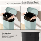 HOMCOM 30L Kitchen Bin 90° Stay-Open Lid Slim Rectangular Pedal Bin Green