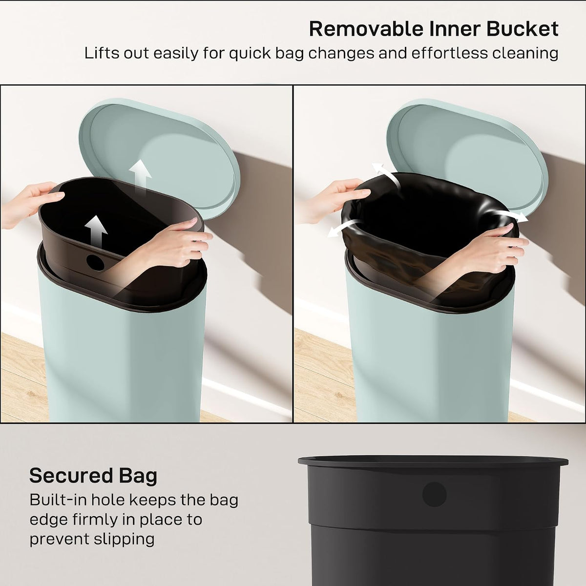 HOMCOM 30L Kitchen Bin 90° Stay-Open Lid Slim Rectangular Pedal Bin Green