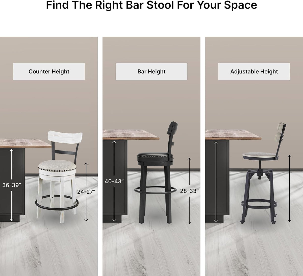 Signature Design by Ashley Valebeck Swivel Counter Height Bar Stool, White | Sturdy 24.5-inch seat with nailhead trim, Farmhouse rustic style featuring linen colored polyester, Smooth 360° rotation