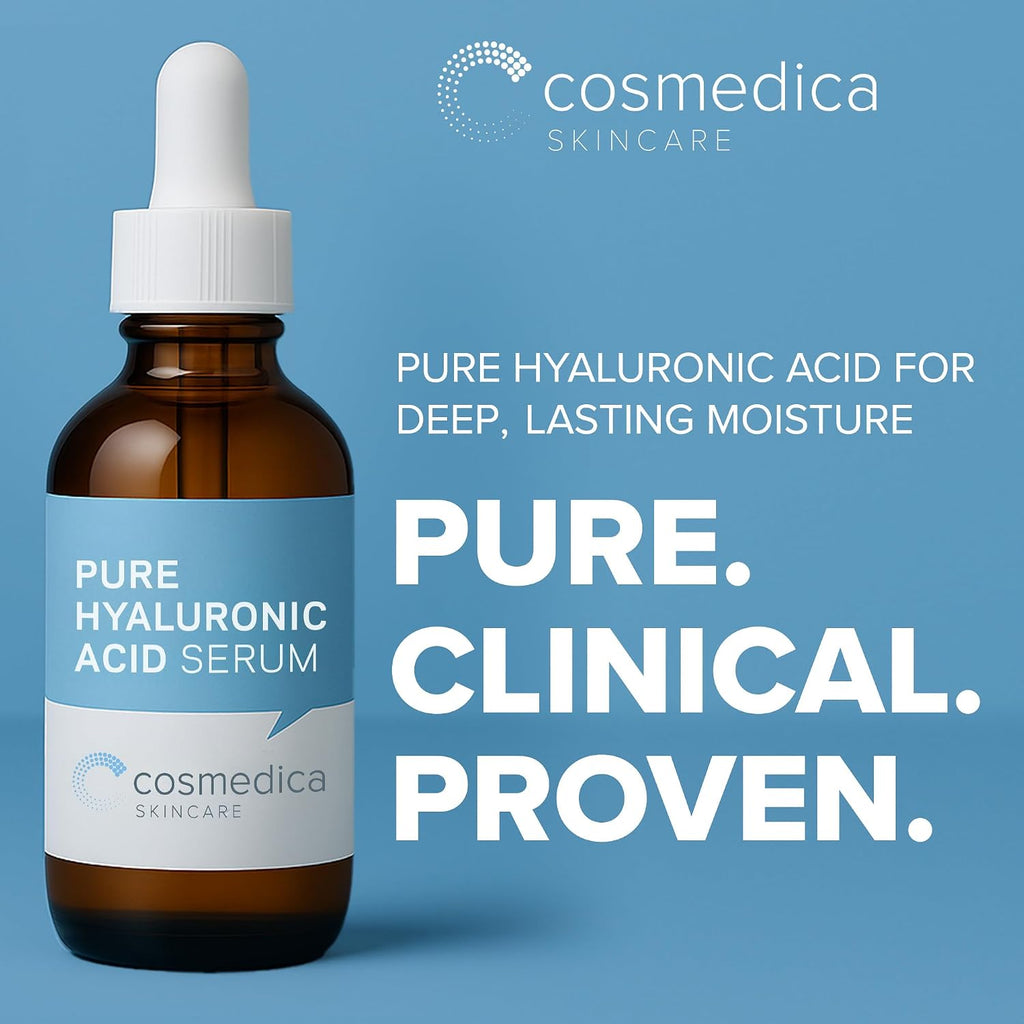 Cosmedica Hyaluronic Acid Serum for Skin 100% Pure-Anti-Aging Serum - Intense Hydration + Moisture, Non-greasy, Paraben-free Hyaluronic Acid for Your Face (Pro Formula) 2oz