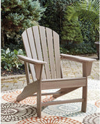 Signature Design by Ashley 1-Piece HDPE Outdoor Adirondack Chair, Driftwood | Durable weather resistant HDPE, 36-pound stationary frame, Comfortable 16.25-inch elevated seat, Sundown Treasure Series