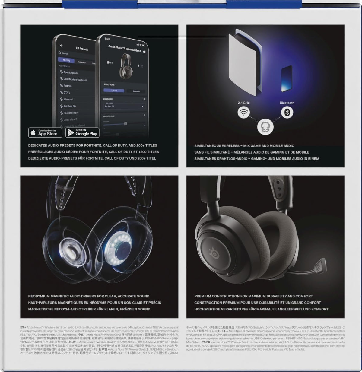 SteelSeries Arctis Nova 7P Wireless Gen 2 - PS5 Headset - Gaming Headset - Mobile App Control - 50+ HR with fast charge - Compatible with PlayStation, PC, Switch & more - Mixable 2.4GHz/Bluetooth