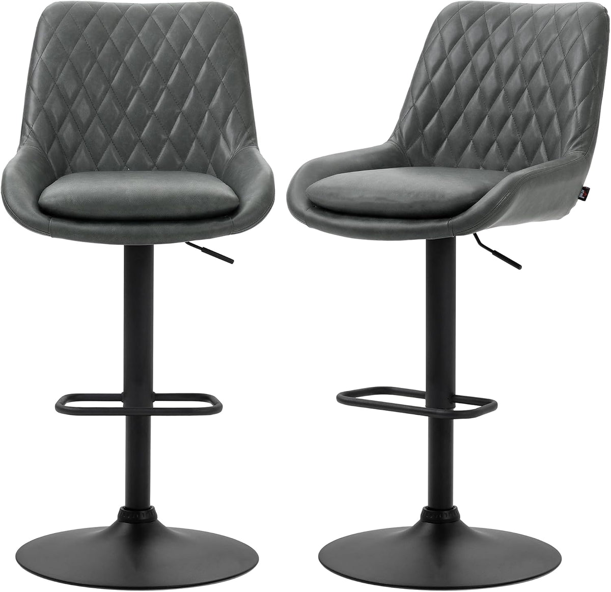 HOMCOM Bar Stools Set of 2 w/ 51x40 cm Wide Seat, Large Base, Dark Grey