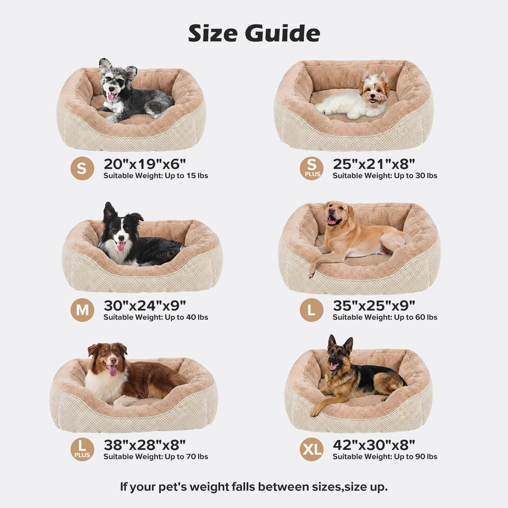 INVENHO Medium Dog Beds for Medium Dogs Washable, Rectangle Dog Bed Medium Size Dog, Orthopedic Dog Bed, Warming Soft Calming Sleeping Puppy Bed Durable Pet Bed with Anti-Slip Bottom M(30"x24"x9")
