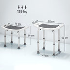 HOMCOM Shower Chair Height-Adjustable Bath Stool for Elderly Grey