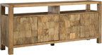 Signature Design by Ashley Hudwick Farmhouse 4-Door Accent Cabinet with 2 Adjustable Shelves, Light Brown