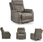 Signature Design by Ashley Dual Motor Power Lift Recliner, Heat & Massage | Fossil suede faux leather, Lift chairs recliners for elderly, Independent back and footrest, Crestmeade Series