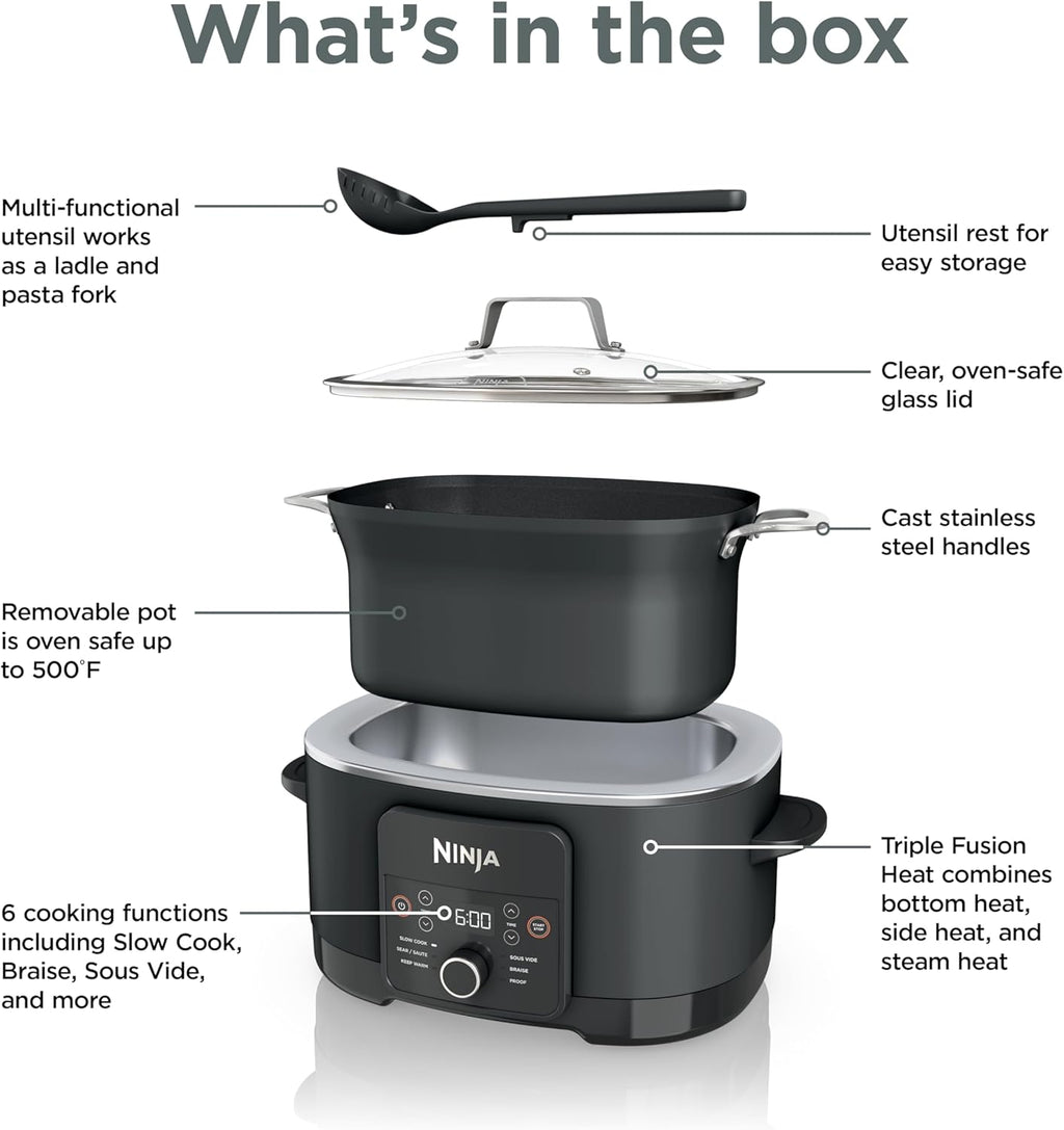 Ninja® PossibleCooker™ PLUS 12-in-1, 8.5-qt, Black, MC1010 | 12-in-1 replaces 12 appliances, Sous Vide & Proof, glass lid, nonstick oven-safe pot to 500°F, cooker-to-oven-to-table.