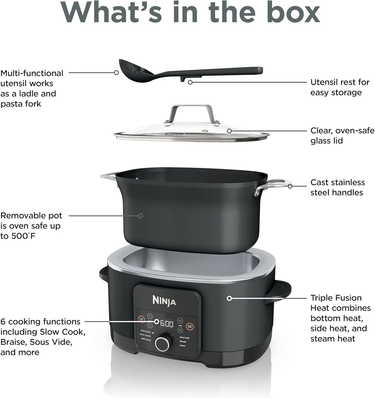 Ninja® PossibleCooker™ PLUS 12-in-1, 8.5-qt, Black, MC1010 | 12-in-1 replaces 12 appliances, Sous Vide & Proof, glass lid, nonstick oven-safe pot to 500°F, cooker-to-oven-to-table.