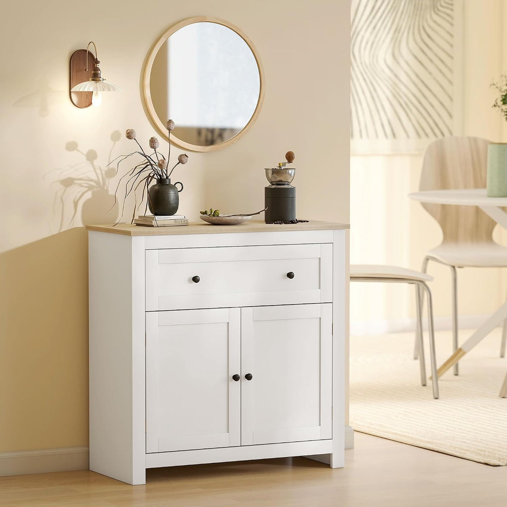 HOMCOM Sideboard Storage Cabinet with Drawer and Double Doors White