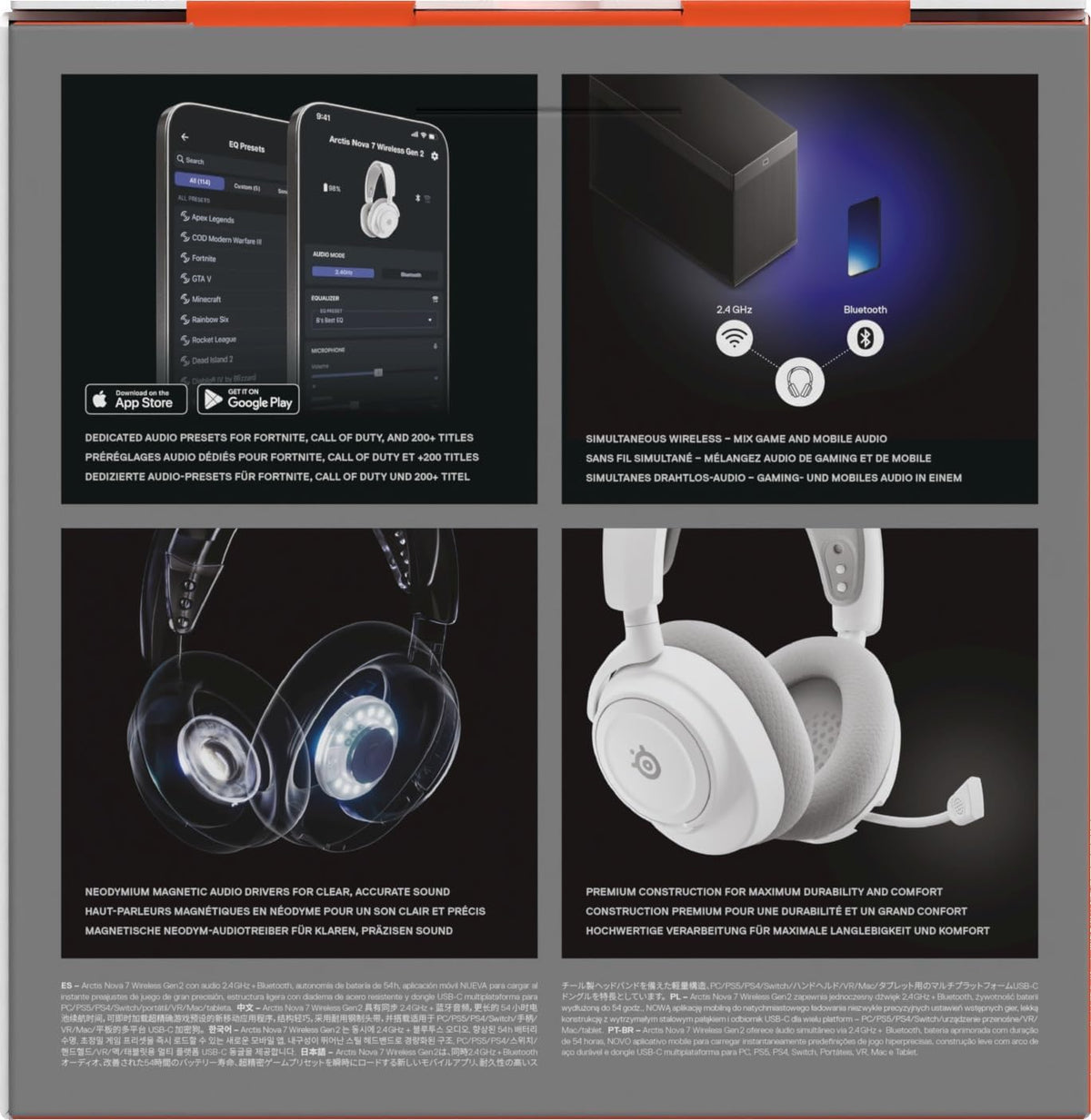 SteelSeries Arctis Nova 7 Wireless Gen 2 - Wireless Gaming Headset for PC - Compatible with PC, PS5, Switch & more - Mobile App Control - 50+ HR with Fast Charge - Mixable 2.4GHz/Bluetooth - White