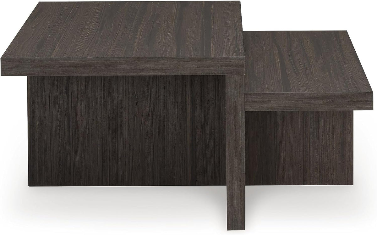 Signature Design by Ashley Zendex Contemporary Table Set with Pedestal Base, Set of 2, Dark Brown