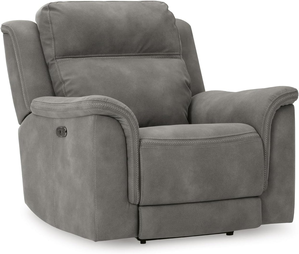 Signature Design by Ashley Power Recliner, Slate Zero Wall | Water-resistant faux leather, Zero-gravity power recline, Zero-draw USB port, Next-Gen Durapella Series