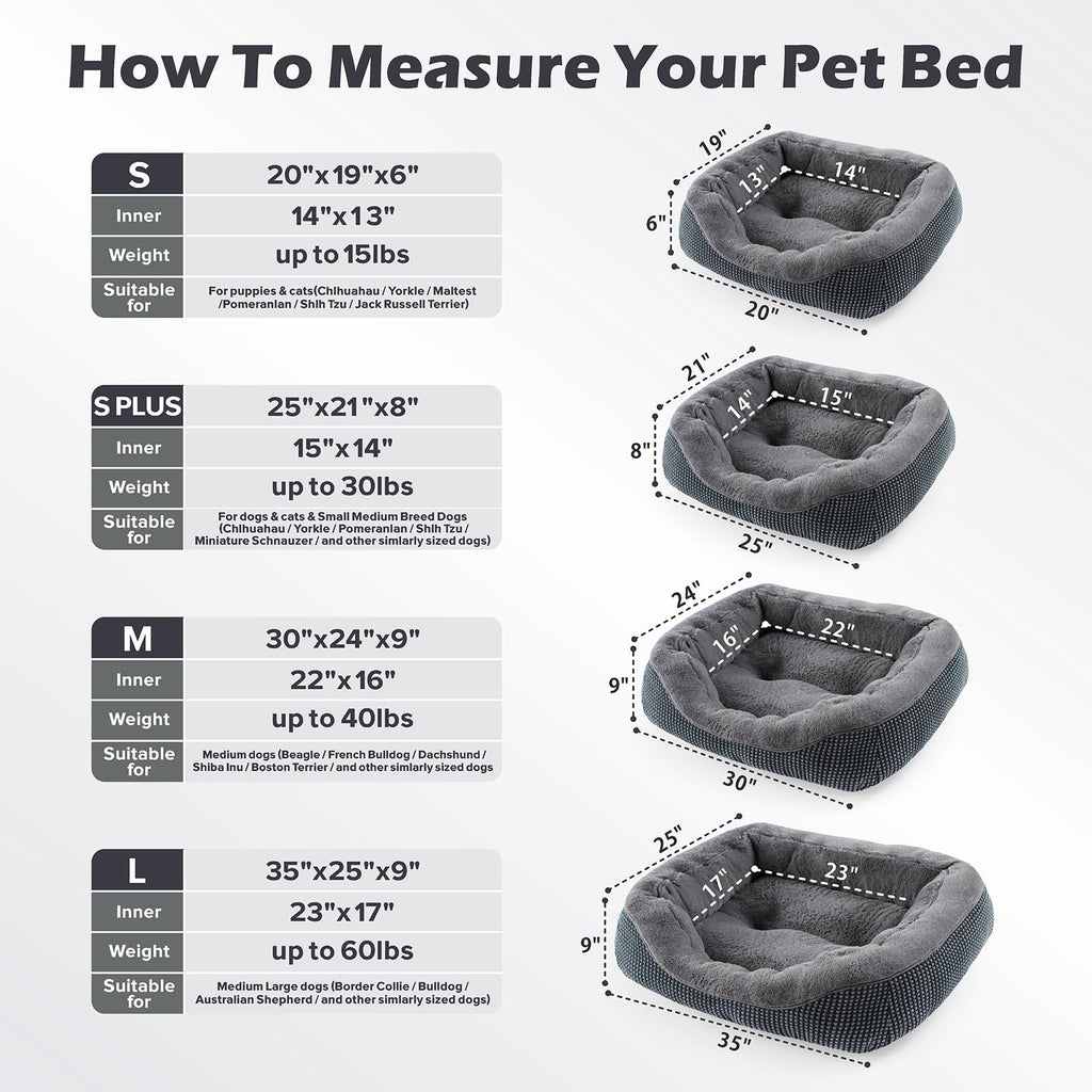 INVENHO Medium Dog Beds for Medium Dogs Washable, Rectangle Dog Bed Medium Size Dog, Orthopedic Dog Bed, Warming Soft Calming Sleeping Puppy Bed Durable Pet Bed with Anti-Slip Bottom M(30"x24"x9")