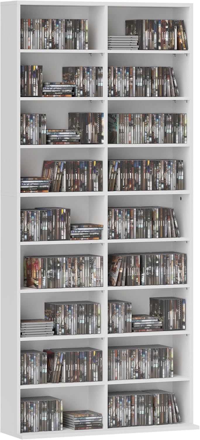 HOMCOM 640 CD/360 DVD Storage Unit with 18 Compartments, White