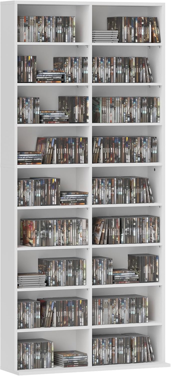 HOMCOM 640 CD/360 DVD Storage Unit with 18 Compartments, White