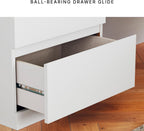 Signature Design by Ashley Onita 2-Drawer White Nightstand Bedside Table | Hardware-free modern small nightstand, Smooth-gliding ball-bearing drawers, Durable engineered wood