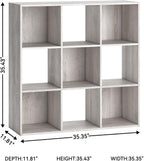 Signature Design by Ashley Paxberry 9 Cube Organizer Bookshelf, Whitewash | Engineered wood and laminate, Replicated worn-through paint, Fits 10.5 in storage bins, Alternating open and closed backs