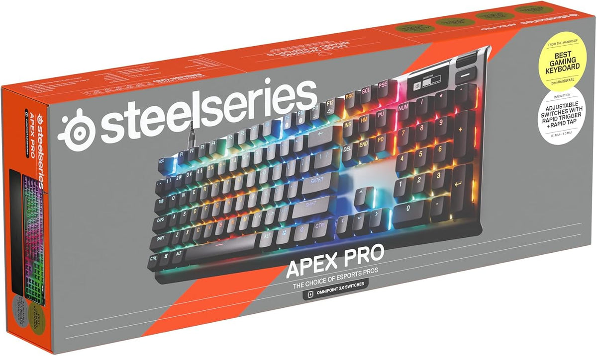 SteelSeries Apex Pro Gen 3 Gaming Keyboard - Hall Effect Keyboard, Magnetic Keyboard with OmniPoint 3.0 Switches - Adjustable Actuation, Rapid Trigger, Rapid Tap/SOCD - English QWERTY