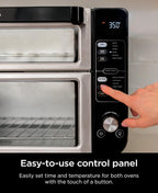 Ninja Double Oven, 12-in-1, FlexDoor, Stainless Steel, DCT401 | FlavorSeal, Smart Finish, Air fry, bake, broil, roast, toast, pizza, fits 6 lbs wings