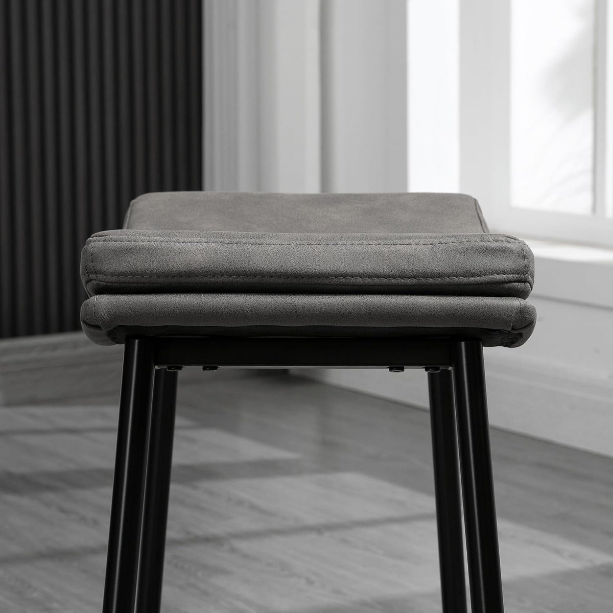 HOMCOM Breakfast Bar Stools Set of 2 Microfibre Upholstered Barstools Grey