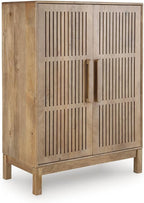 Signature Design by Ashley Solid Mango & Engineered Wood Bar Cabinet | Solid mango wood liquor cabinet, Built-in bottle and stemware racks, Minor assembly for lounges, Pellamour Series