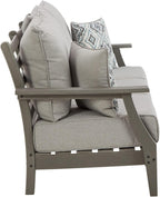 Signature Design by Ashley Visola 80"W 3-Seat Outdoor Patio Sofa, HDPE Wood Look, Couch with Performance Cushions for Deck Furniture, Gray