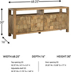 Signature Design by Ashley Hudwick Farmhouse 4-Door Accent Cabinet with 2 Adjustable Shelves, Light Brown