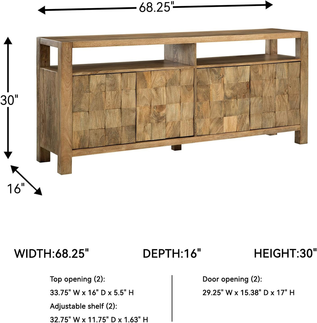 Signature Design by Ashley Hudwick Farmhouse 4-Door Accent Cabinet with 2 Adjustable Shelves, Light Brown