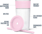 Ello Ava 18oz Glass Tumbler with Straw and Lid for Iced Coffee,Pink Orchard