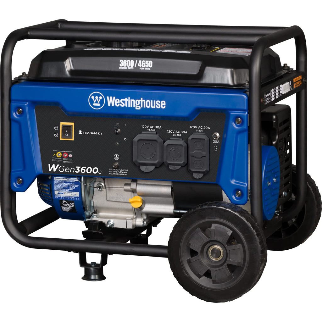 Westinghouse 4650 Peak Watt Portable Generator, RV Ready 30A Outlet, Gas Powered, CO Sensor