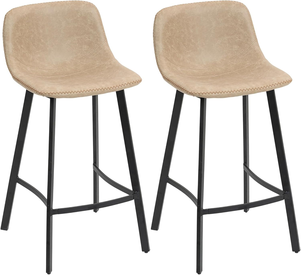 HOMCOM Bar Stools Set of 2 PU Leather Upholstery with Backrest Light Brown