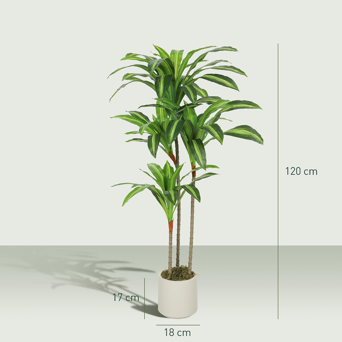 HOMCOM 120cm Artificial Dracaena Tree Bendable Trunks, Green