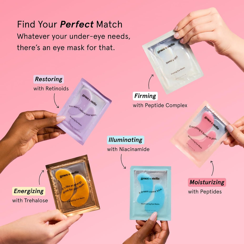 grace & stella Award Winning Moisturizing Under Eye Masks (24 Pairs, Pink)