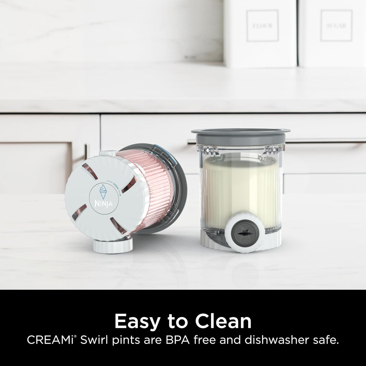 Ninja Swirl by CREAMi Pints and Lids, Compatible with NC700 Series Swirl Ice Cream & Soft Serve Makers, BPA-Free & Dishwasher Safe, Grey Lids, XSK7PNTLD2, 2 Count (Pack of 2)
