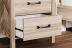 Signature Design by Ashley Battelle Nightstand, Mid Century Modern 2 Drawer Bedside Table, Engineered Wood Construction for Bedroom Storage, Light Oak Finish, 22 inches W