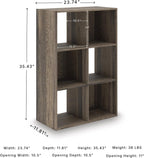 Signature Design by Ashley 6 Cube Storage Organizer, Brown Bookshelf | Durable engineered wood, Weathered brown finish, Fits standard 10.5-inch bins for neat closet storage, Shallifer Series