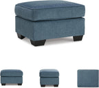 Signature Design by Ashley Ottoman, Cashton Blue Rectangular Foot Rest | 100% polyester Janiere chenille, Crosshatched weave, Ottoman foot rest, Firm foam cushion, Sturdy reinforced frame structure