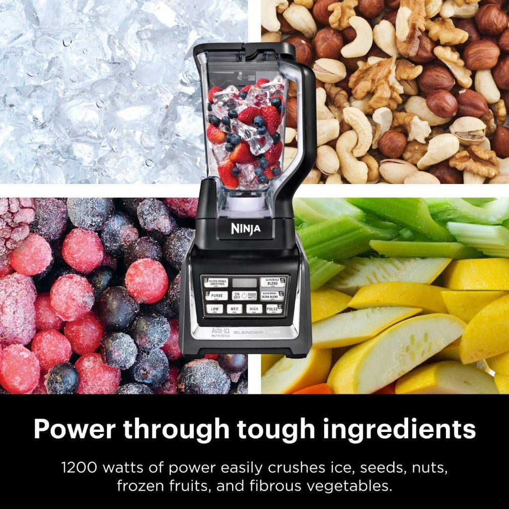 Ninja Nutri Personal & Countertop Blender, 1200W Auto-iQ, Black, BL642 | Auto-iQ base blends smoothies & shakes. 72-oz pitcher plus 18, 24 & 32-oz to-go cups w/ spout lids. Dishwasher safe.