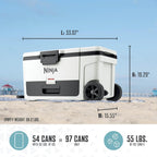 Ninja FrostVault™ 65qt Cooler with Wheels, Dry Storage, Spanish Moss | Ninja FrostVault's 65-qt capacity holds 97 cans, keeps food cool & dry, and rolls easily on all-terrain wheels