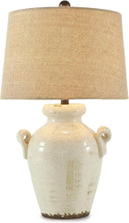 Signature Design by Ashley 27-Inch Farmhouse Ceramic Table Lamp, Cream