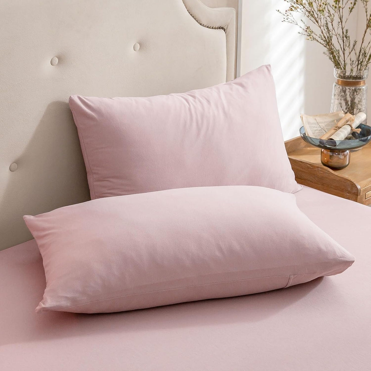 PURE ERA Jersey Knit Pillow Cases Solid Sage Green Standard
