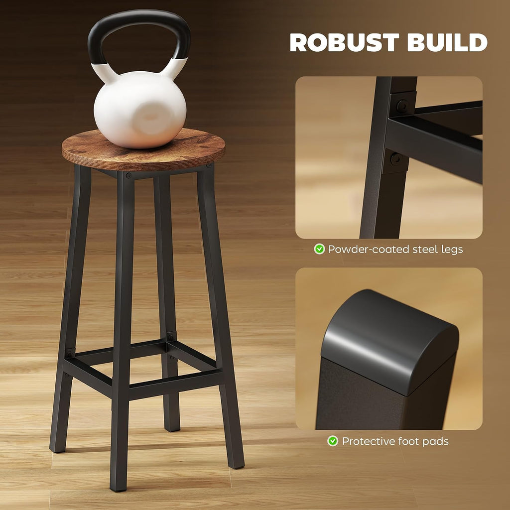 HOMCOM Bar Stools Tall Bar Chairs with Steel Frame Set of 2 Brown