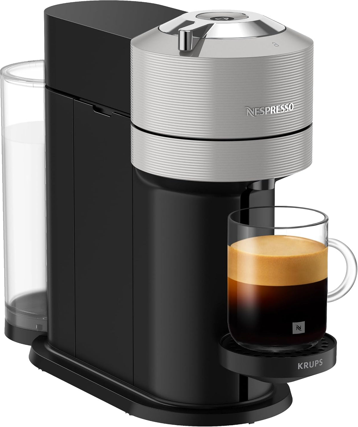 Nespresso Vertuo Next Automatic Pod coffee machine for Americano, Decaf, Espresso by Krups in Grey