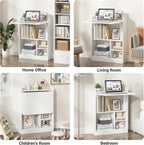 Wall Mounted Table Folding Desk,Drop Leaf Floating Table w/4 Storage Shelve
