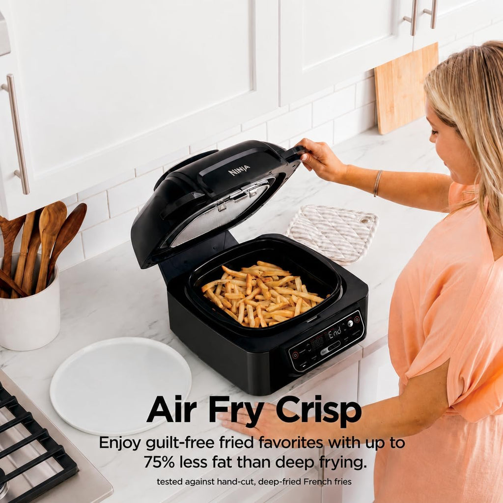 Ninja® Foodi® Smart 5-in-1 Indoor Grill & 4-qt Air Fryer, Black, LG451BK | Smart Cook System with temp probe delivers perfect doneness, rare to well done. Sears, sizzles & air fry crisps. 4-qt, 5-in-1