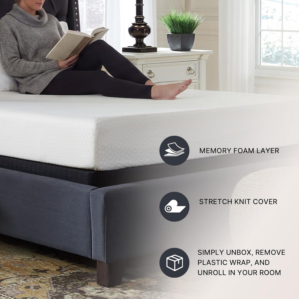 Signature Design by Ashley 8 Inch Twin Memory Foam Mattress, White