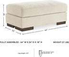 Signature Design by Ashley Large Rectangular Chenille Ottoman, Birch White | Textured polyester chenille over a durable reinforced wood frame, Pre-assembled contemporary convenience, Maggie Series